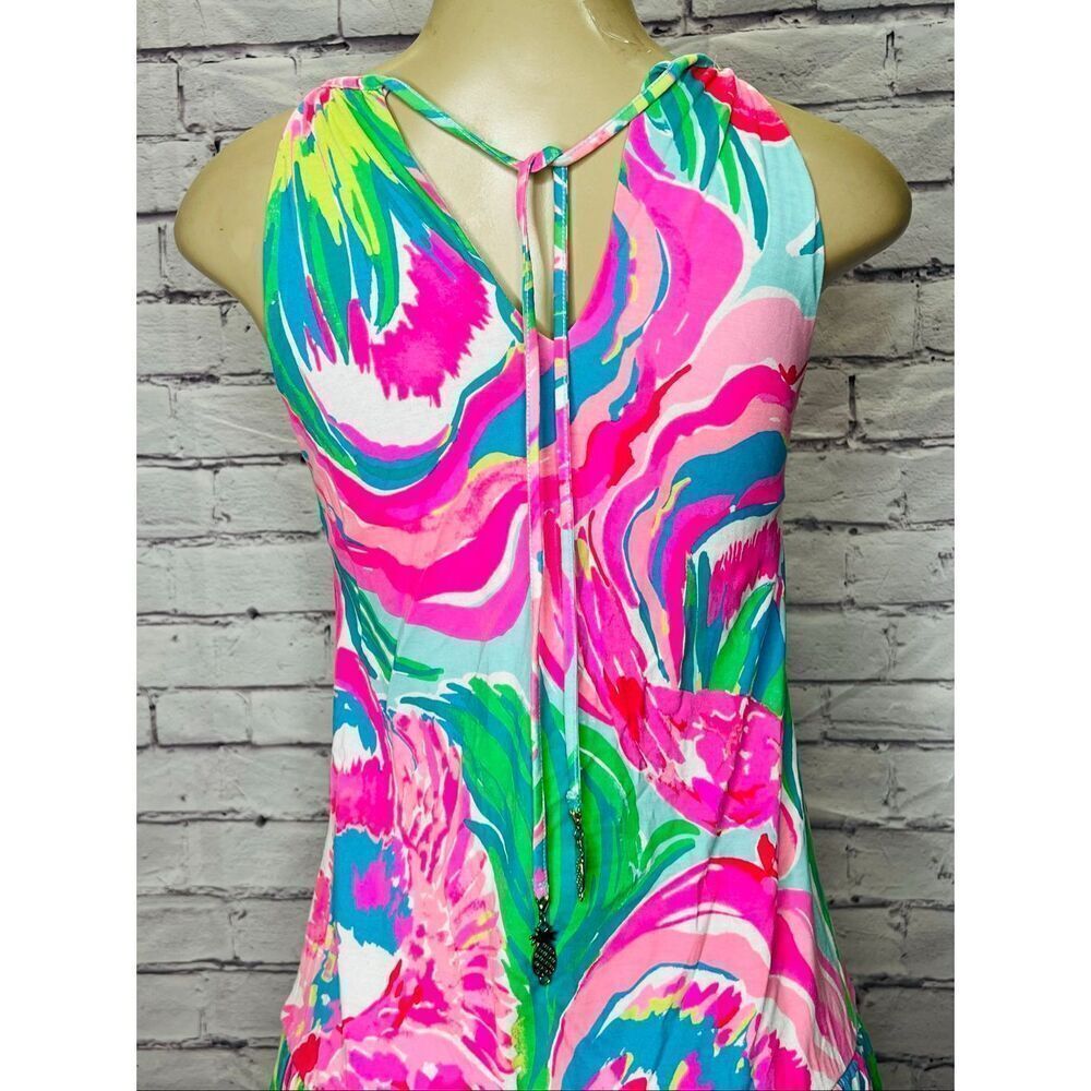 Lilly Pulitzer Womens Pink Green Paradise Bound Stretch Isabeau Midi Dress XS - Picture 5 of 13